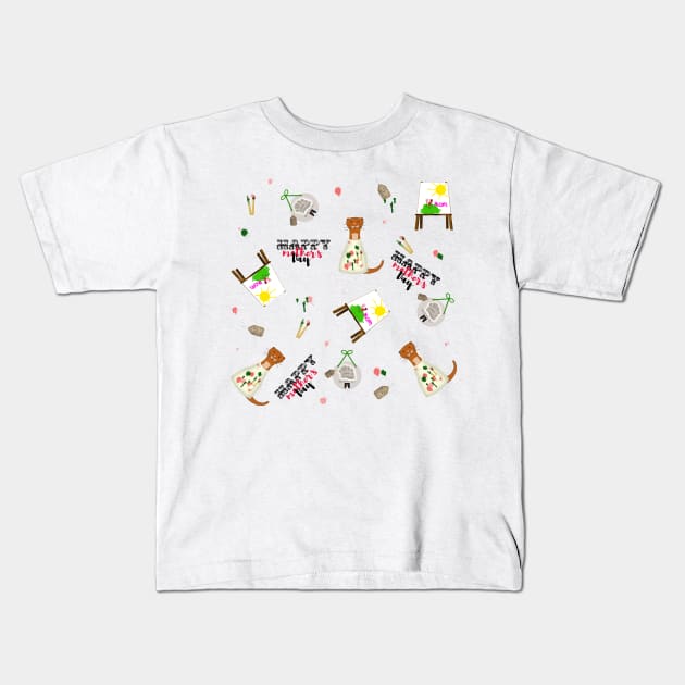 Oliver The Otter Mother's Day Pattern on Illuminating Kids T-Shirt by ButterflyInTheAttic